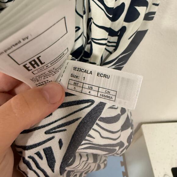 BA&SH Calas Abstract Print Midi Lady Dress Black and White Boho Size Small - Picture 10 of 12